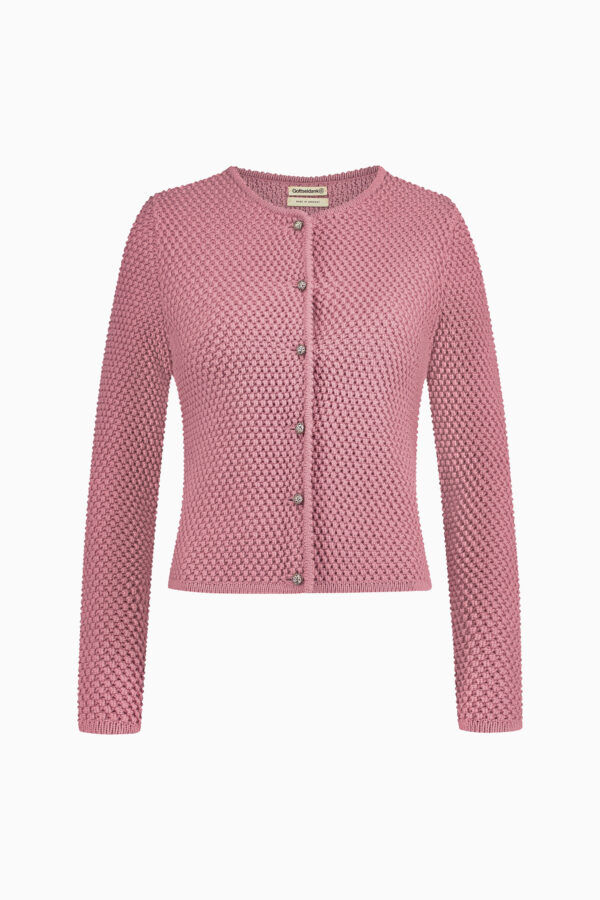 Damenstrickjacke im Perlmuster in nelkenrosa