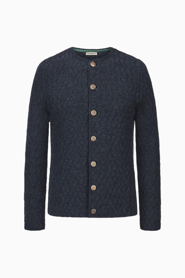 Herrenstrickjacke Eustachius Uni – carbonblau