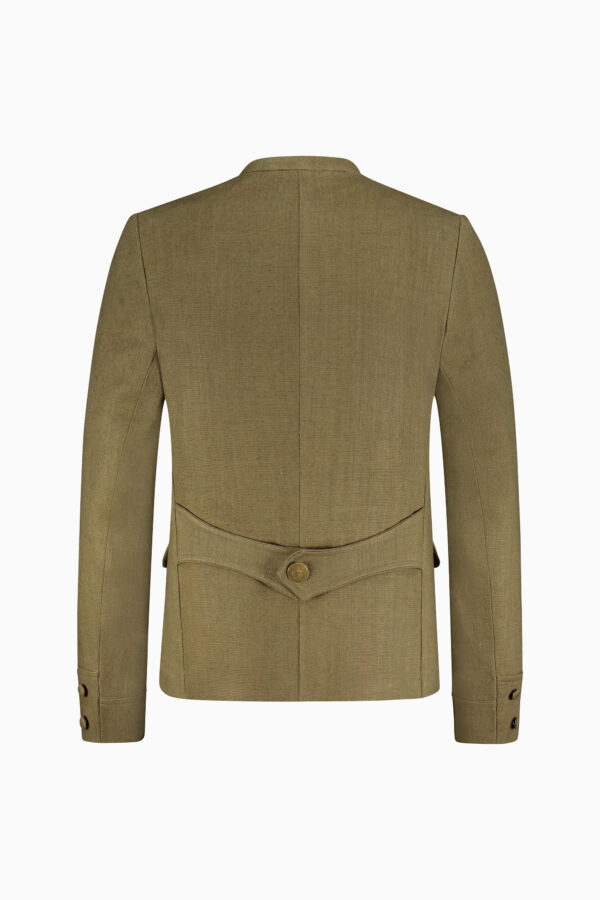 Doppelreihiges Herrensakko in khaki mit goldenen Münzknöpfen