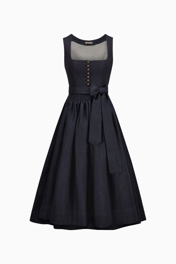 Monika Dirndl Dress – Dark Navy/Blue-Black