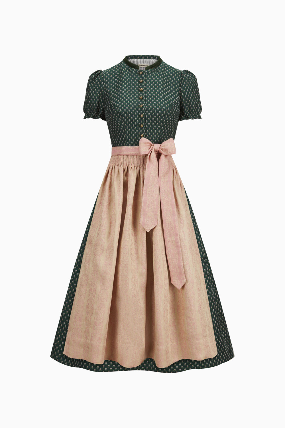 Livie Dirndl Dress – Spruce/Salmon