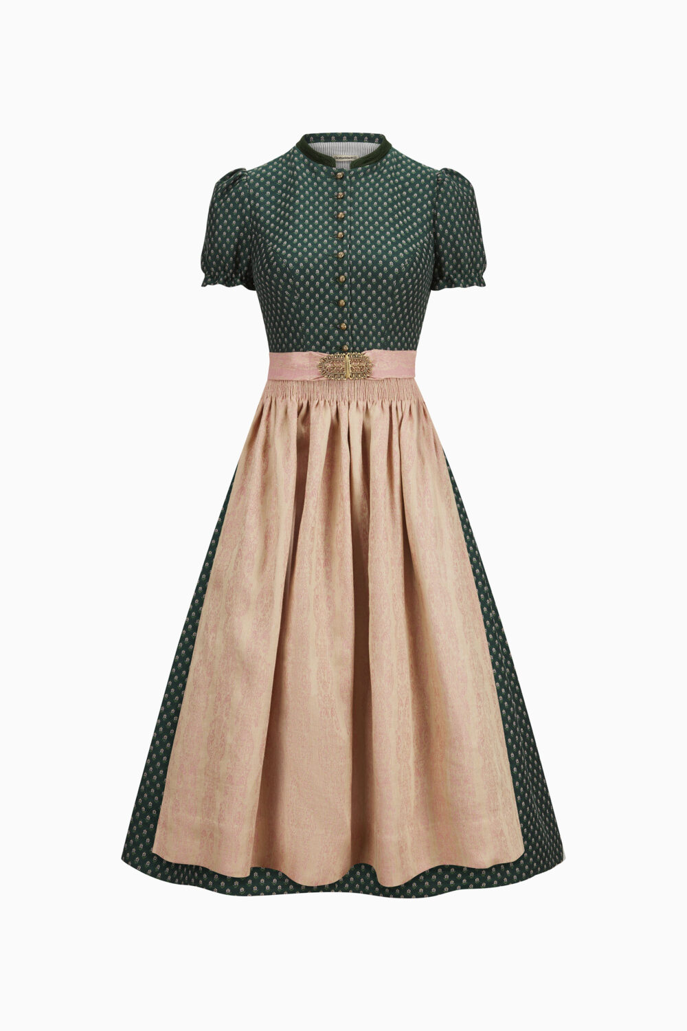 Livie Dirndl Dress – Spruce/Salmon