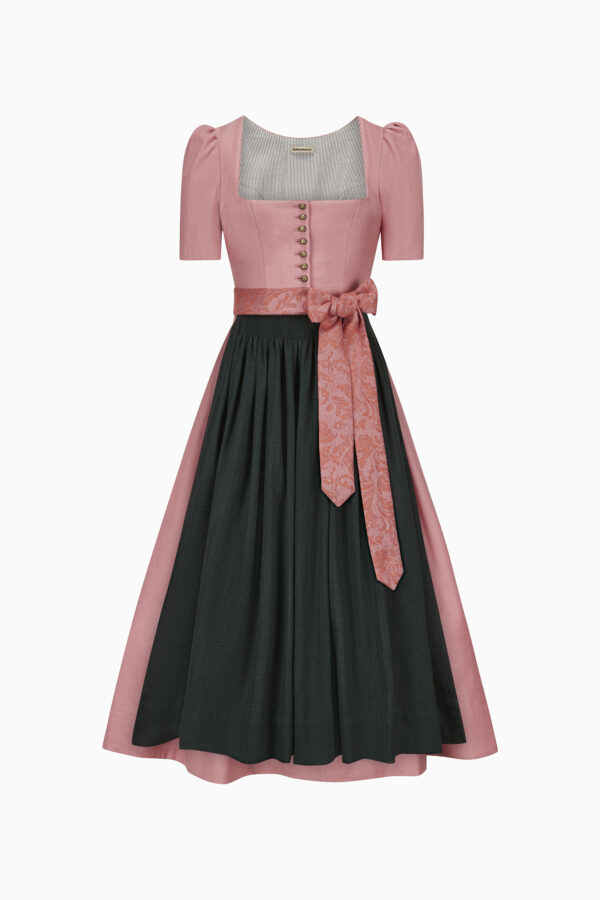 Hanni Dirndl Dress – Rose Quartz/Bottle Green