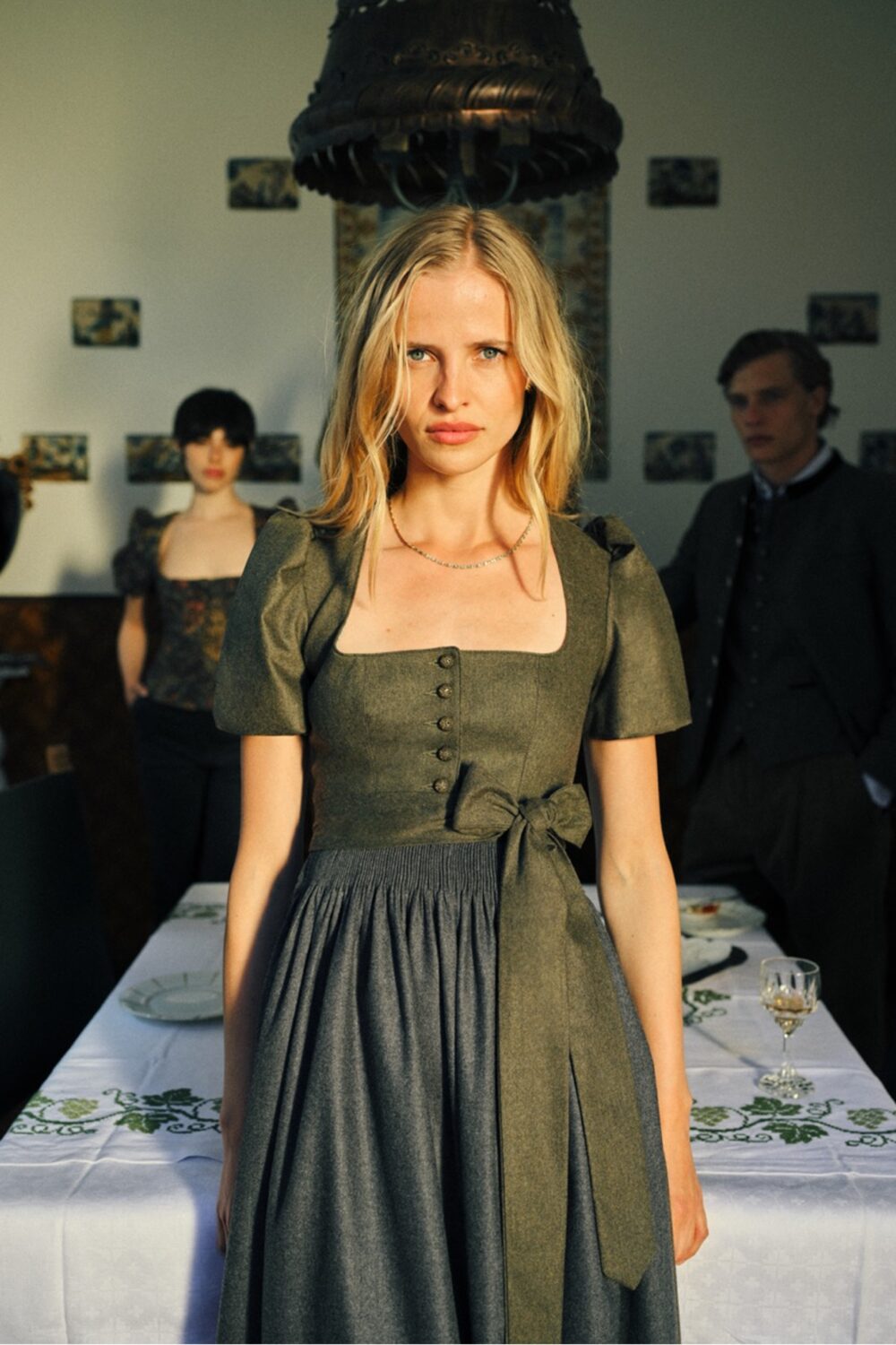 Laura Dirndl Dress – Khaki/Pewter