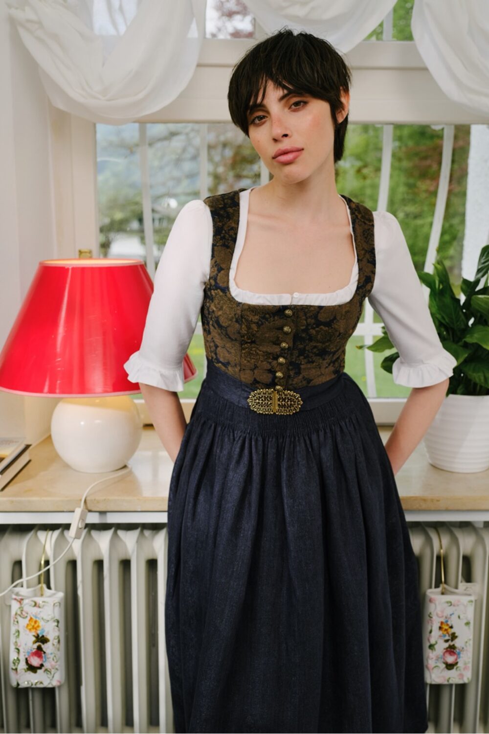Monika Dirndl Dress – Midnight Blue/Blue-Black
